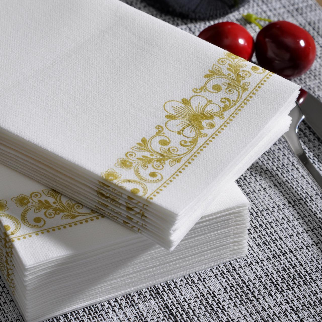 Gold Napkins & Guest Linen Paper Hand Towels for Bathroom Decorative