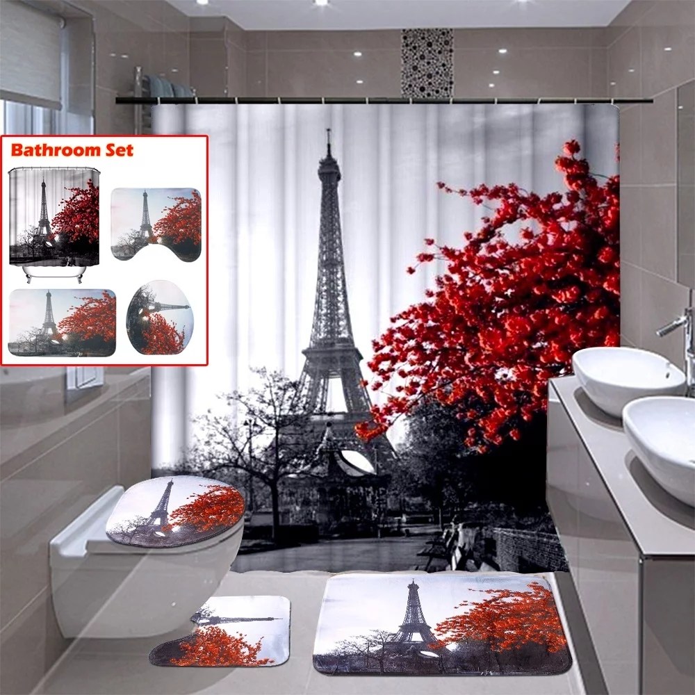 Willstar Retro Paris Eiffel Tower Style Waterproof Bathroom Shower