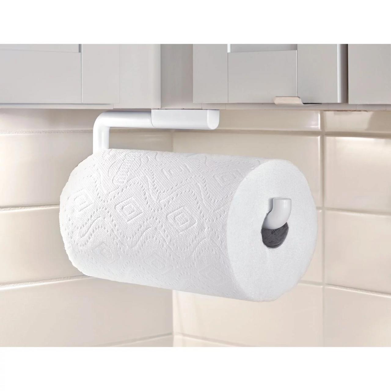 iDesign Plastic Wall Mounted Metal Paper Towel Holder, Roll Organizer