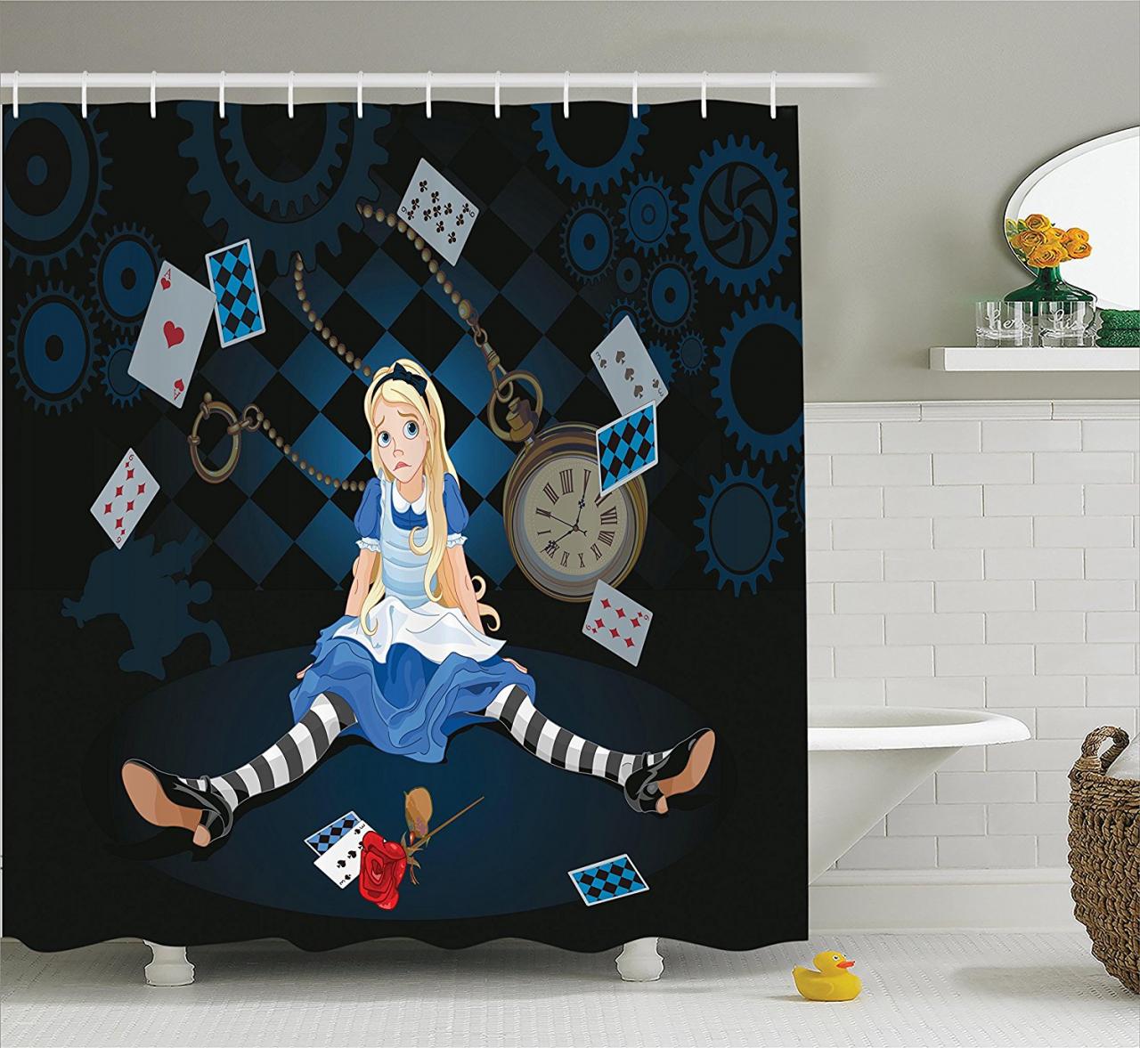 Alice in Wonderland Decorations Shower Curtain Set By , Grown Size