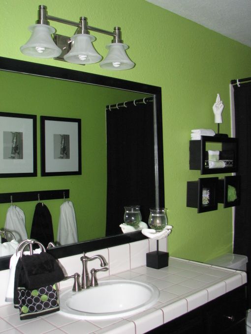 Lime green black and white are the chosen combination. New fixtures and