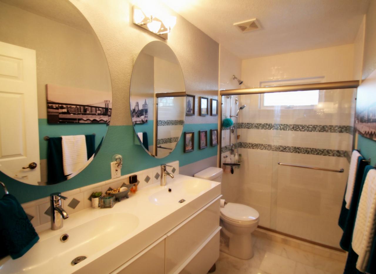 Hollywood glamour inspired bathroom remodel completed by TVL Creative