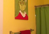 Grinch painting to go with green shower curtain. Christmas bathroom