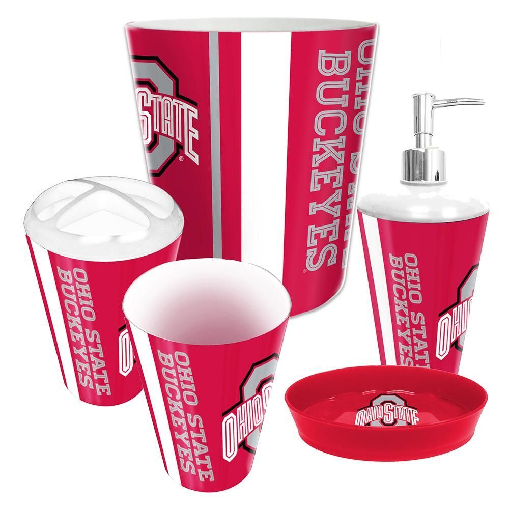 Ohio State Buckeyes NCAA Complete Bathroom Accessories 5pc Set Ohio