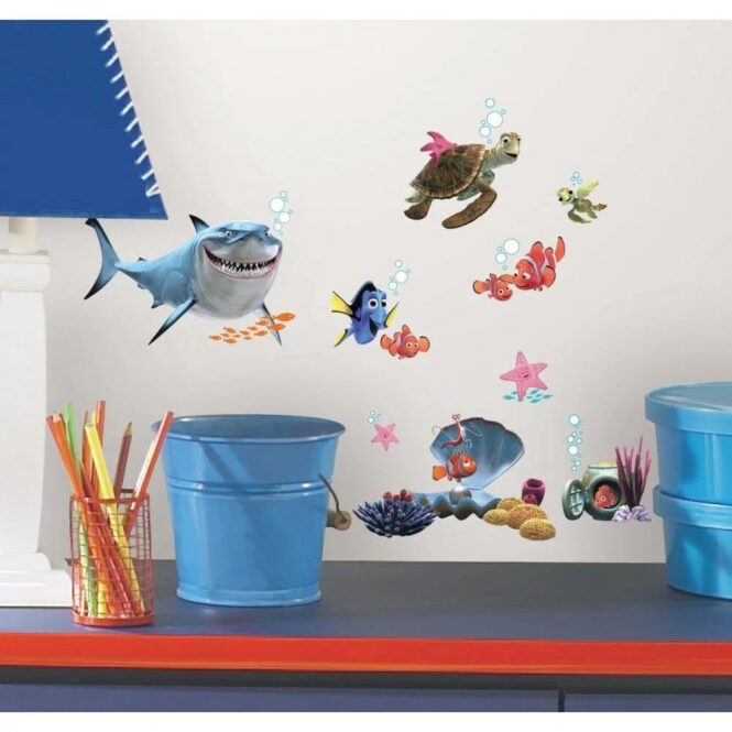 Disney FINDING NEMO WALL DECALS 44 Kids Bathroom Stickers Fish Room