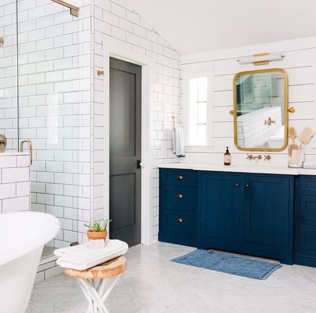 Navy Blue and Gold Create a Stunning Bathroom Design Hunker