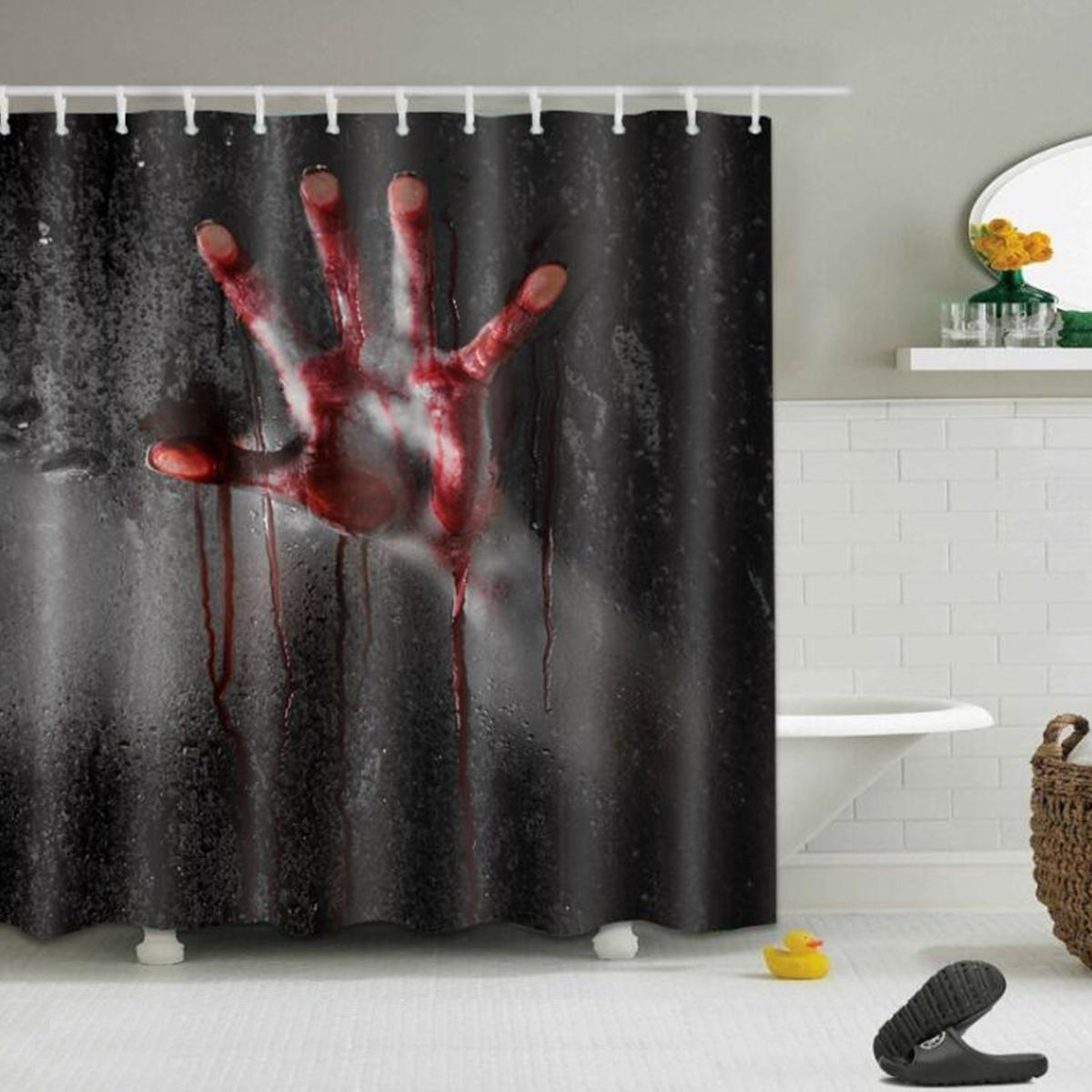 Halloween horror bloody hands waterproof bath shower curtains bathroom