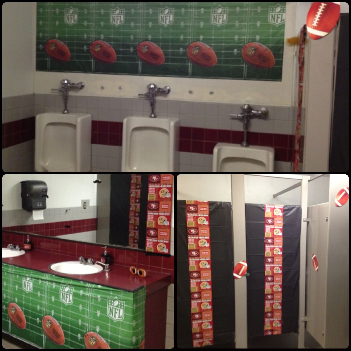 Football themed bathroom 49ers! Bathroom decor, Kid bathroom decor