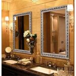 Large Rectangular Bathroom Mirror, WallMounted Wooden Frame Vanity