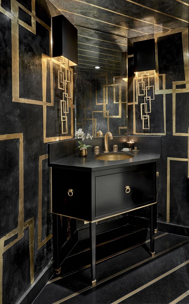 Bathrooms — Q Construction Gold bathroom decor, Black and gold