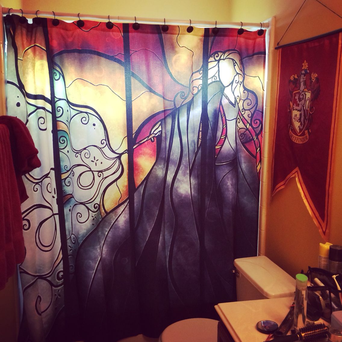 My Harry Potter bathroom progress! Shower curtain from