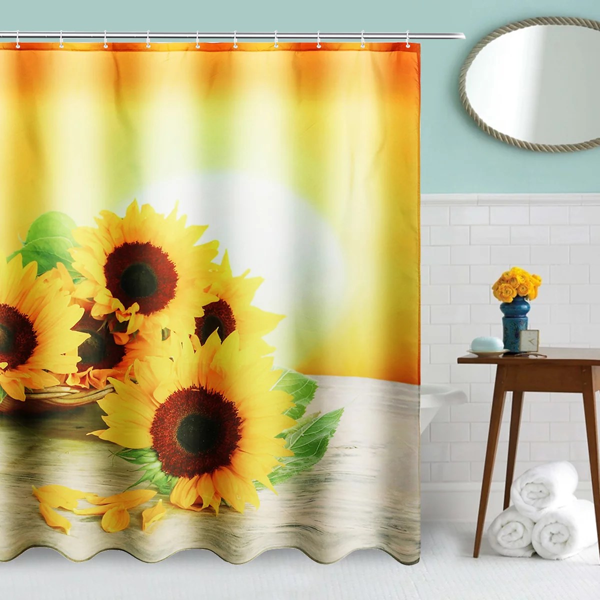 71''x71'' Waterproof Sunflower Shower Curtain Polyester Bathroom