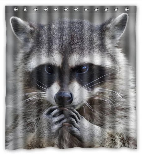 HelloDecor Raccoons Shower Curtain Polyester Fabric Bathroom Decorative