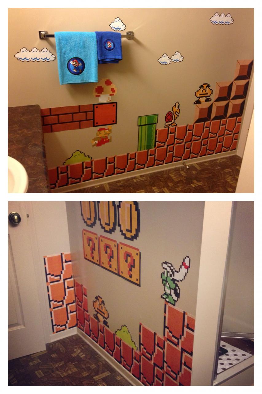 every bathroom needs a little bit of mario Game room, Nintendo party