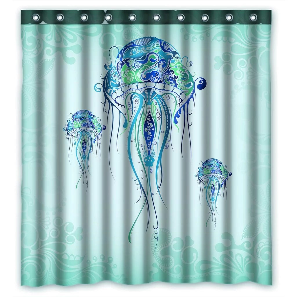 GCKG Jellyfish in the Blue Ocean Waterproof Polyester Shower Curtain