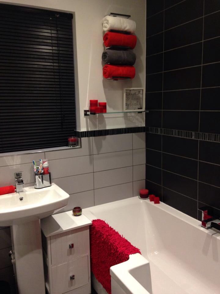 Red And Black Bathroom Decor Red Black Bathroom Accessories Set Image