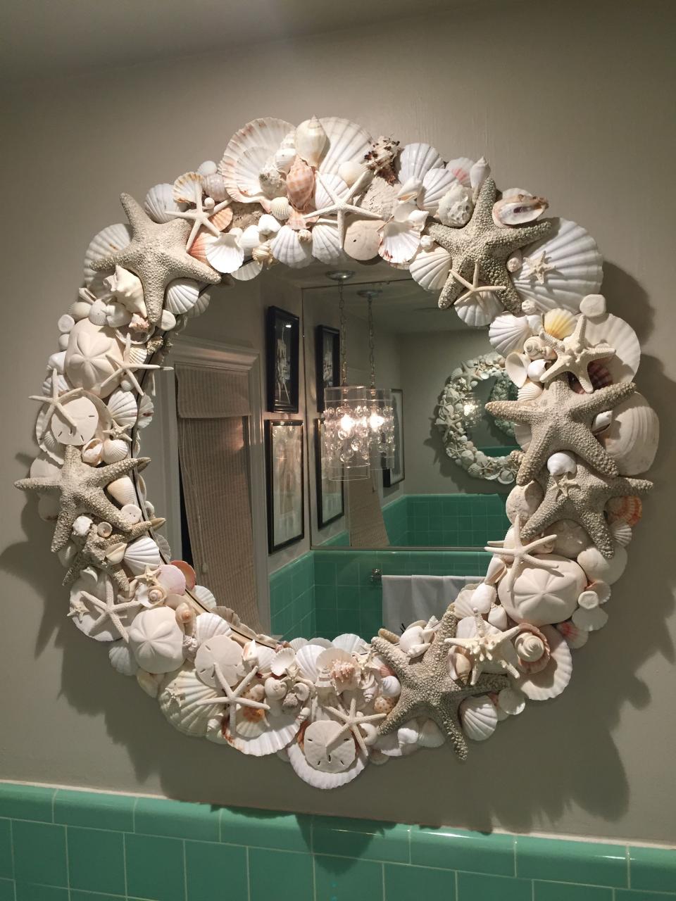 Handmade sea shell mirror made by Brent Nunn Conchas