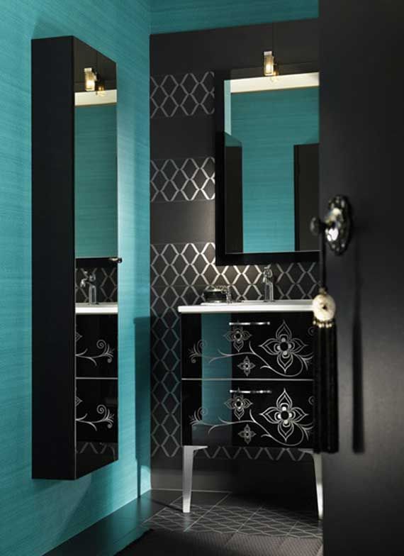 black bathroom Teal bathroom decor, Turquoise bathroom decor