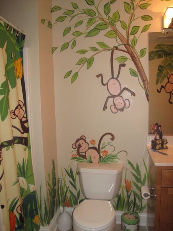 Monkey bathroom Monkey bathroom, Kid bathroom decor, Bathroom themes