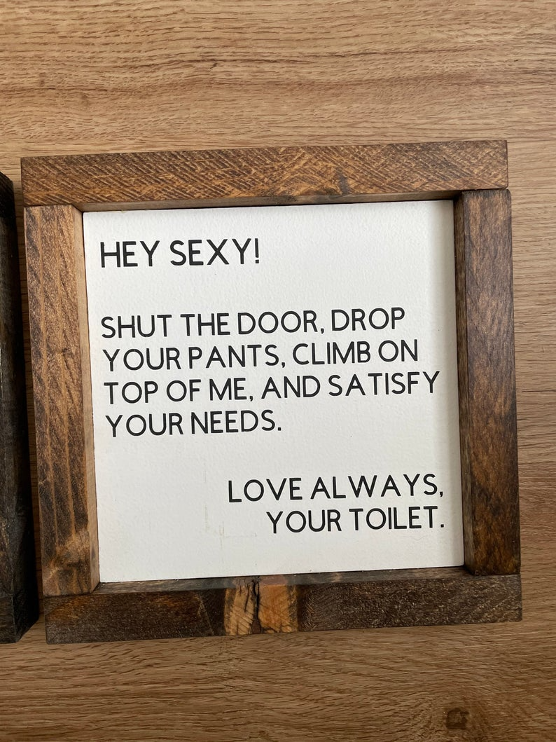 Funny Bathroom Signs Humor Signs Wood Sign Bathroom Decor Etsy