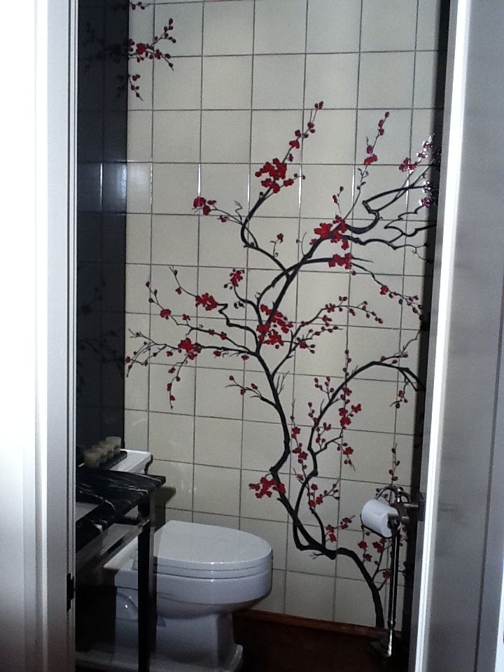 Holzman Interiors Cherry blossom decor, Bathroom decor, Japanese decor