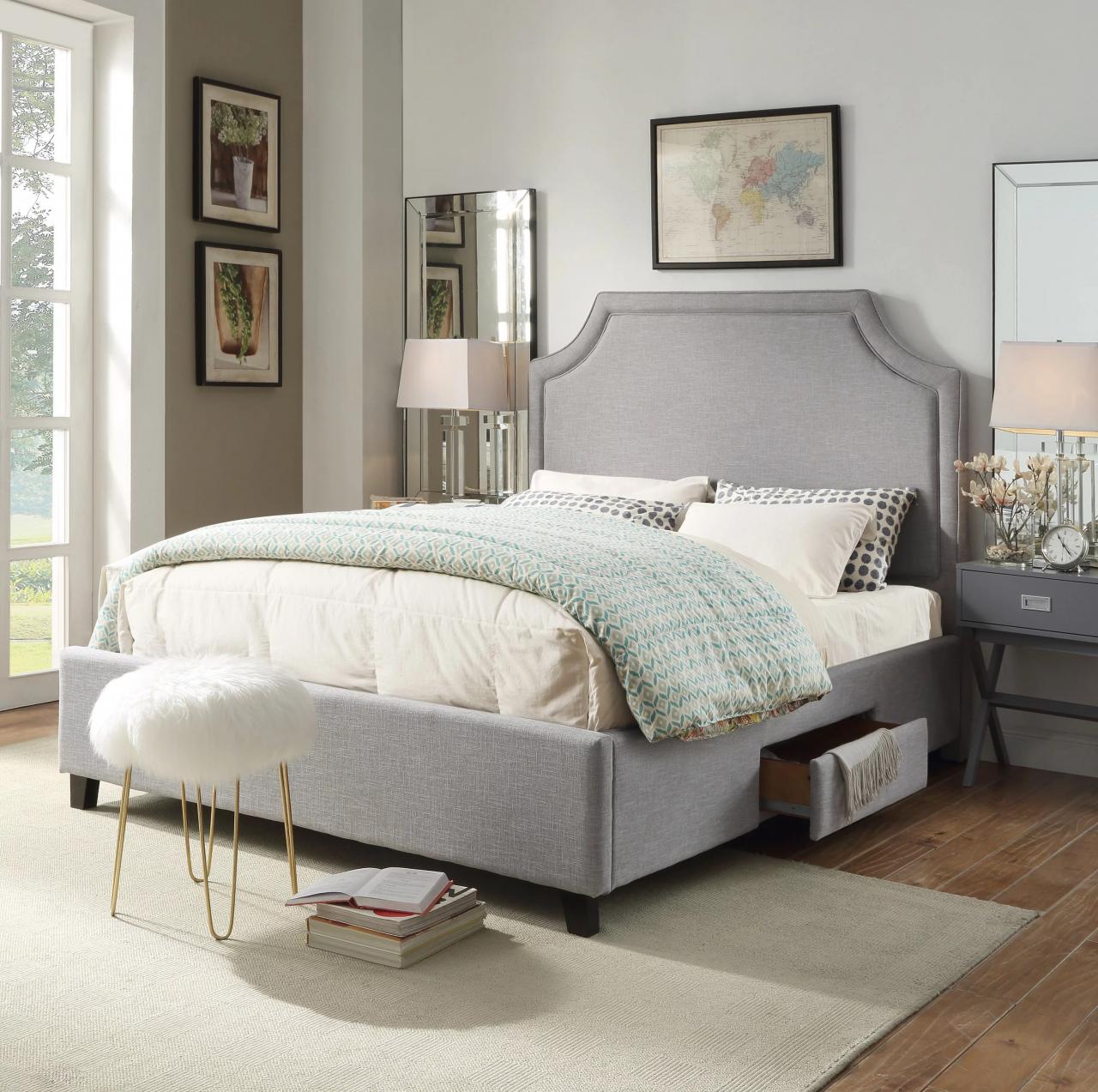 Chic Home Francis Platform Bed Frame with Headboard and Hidden Storage