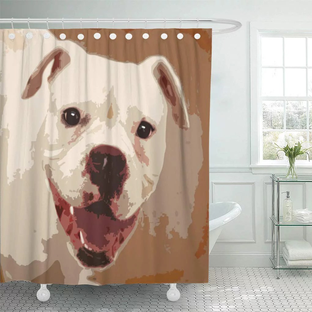 CYNLON Pet White Boxer Dog Puppy Puppies Bathroom Decor Bath Shower