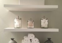 Bathroom, shelves, modern, clean, white and grey, added shelves, green