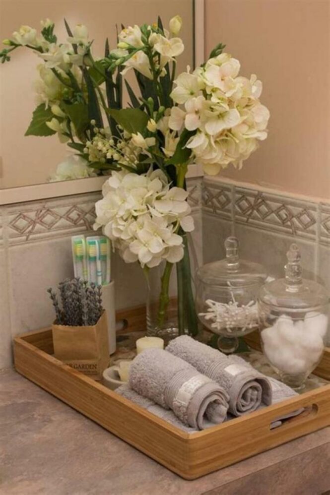 40 Beautiful Bathroom Vanity Tray Decor Ideas DecoRecent Vanity