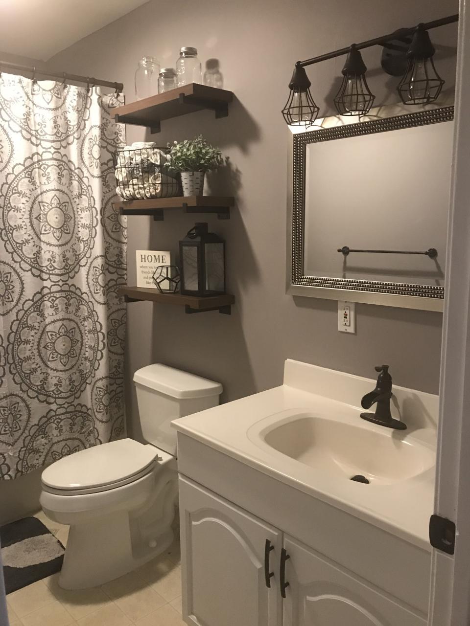 Our updated bathroom!! Brown bathroom decor, Restroom decor, Small