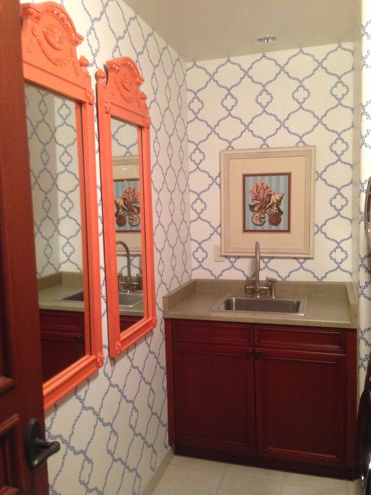 Orange & blue bathroom Crafty...very crafty Pinterest