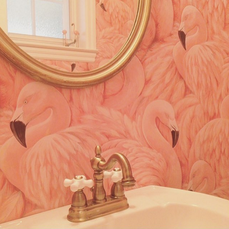 Fearless Home August Pink wallpaper bathroom, Bathroom wallpaper