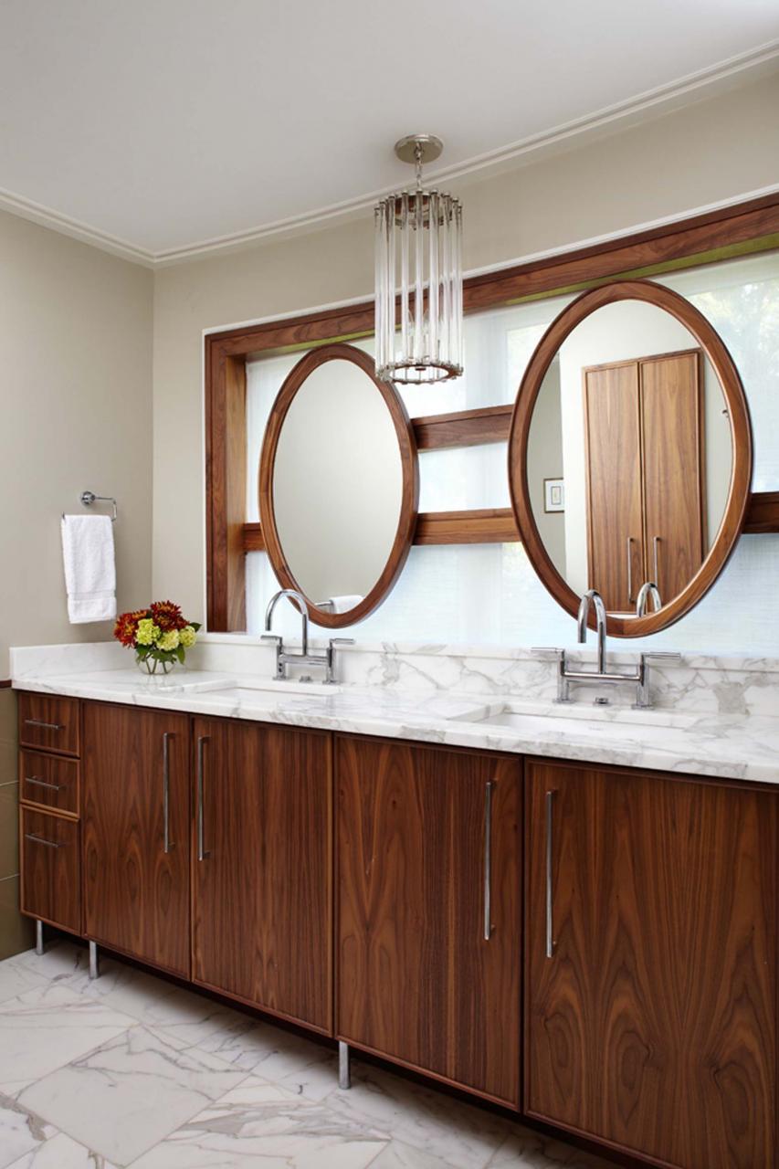 Wilson Architects designed this double vanity with custom oval