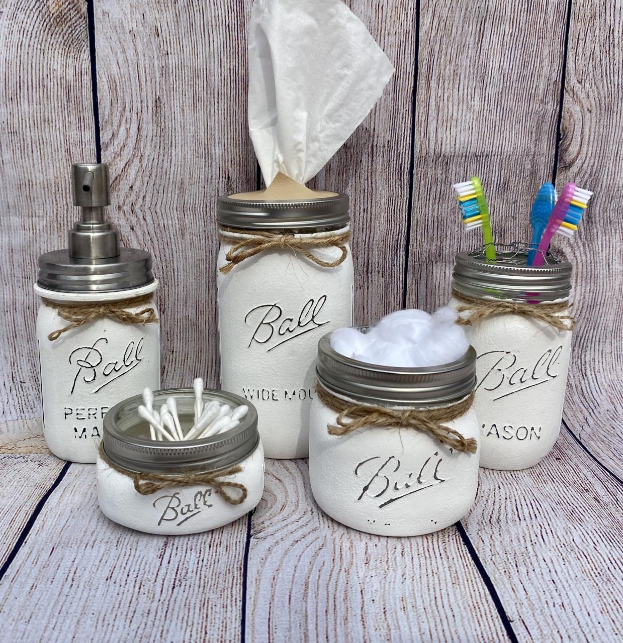 Mason Jar Bathroom Decor Rustic Home Decor Mason Jar Bathroom Set by