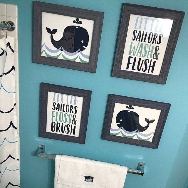 Whale Bathroom Art Prints Set of 4 Whale Bathroom Decor Etsy 1000