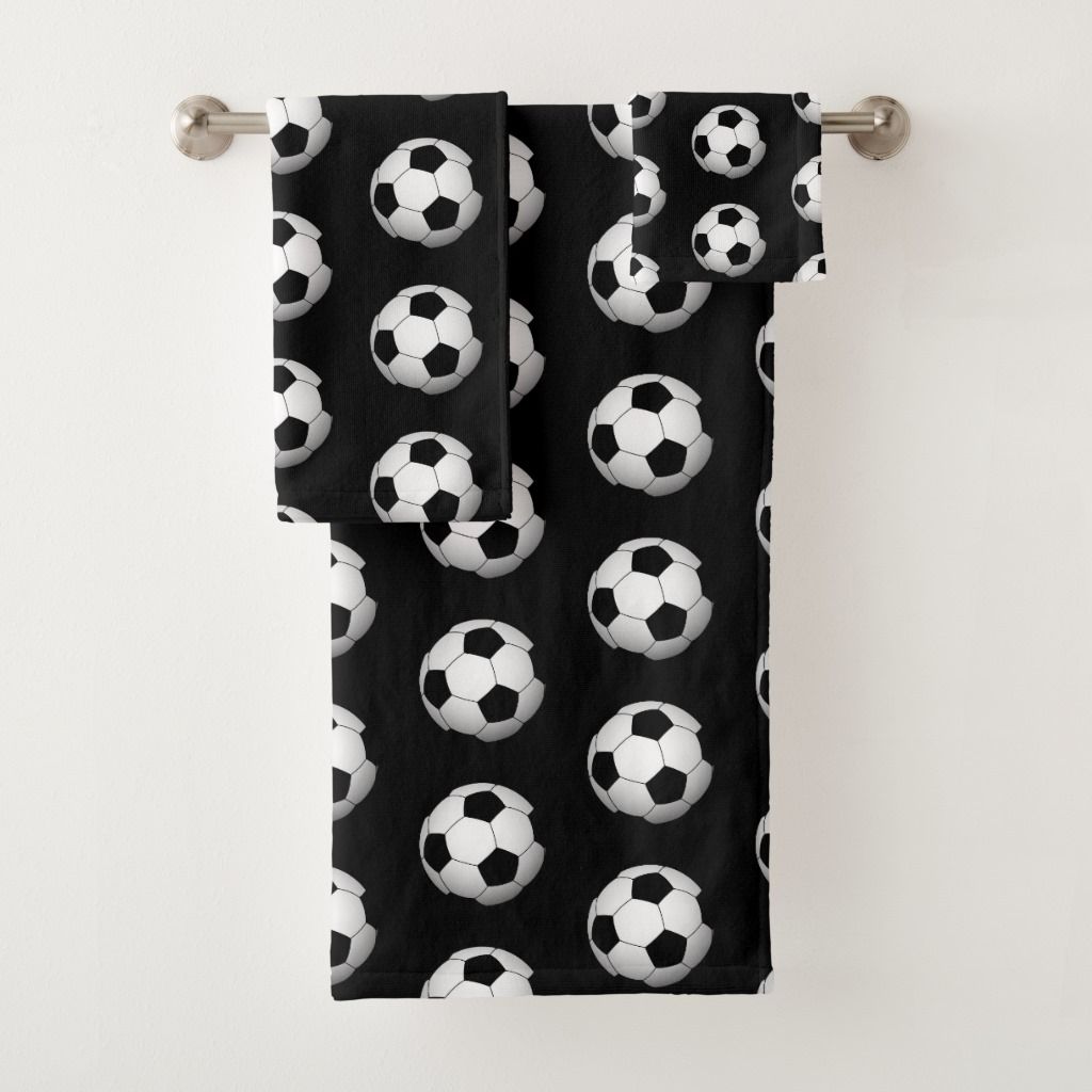 Sports soccer ball themed bathroom towel set Towel set