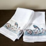 Hand Towel Set Bird Themed Guest Bathroom Decorating Idea Cotton Poly
