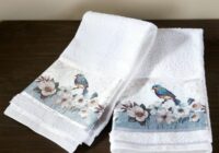 Hand Towel Set Bird Themed Guest Bathroom Decorating Idea Cotton Poly
