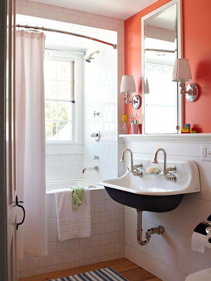 9 Coral Color Decorating Ideas for Your Inspiration Small bathroom