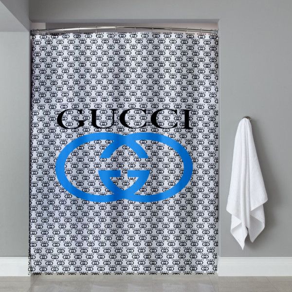 Inspired Blue Gucci Logo Shower Curtain (With images) Curtains, Cheap