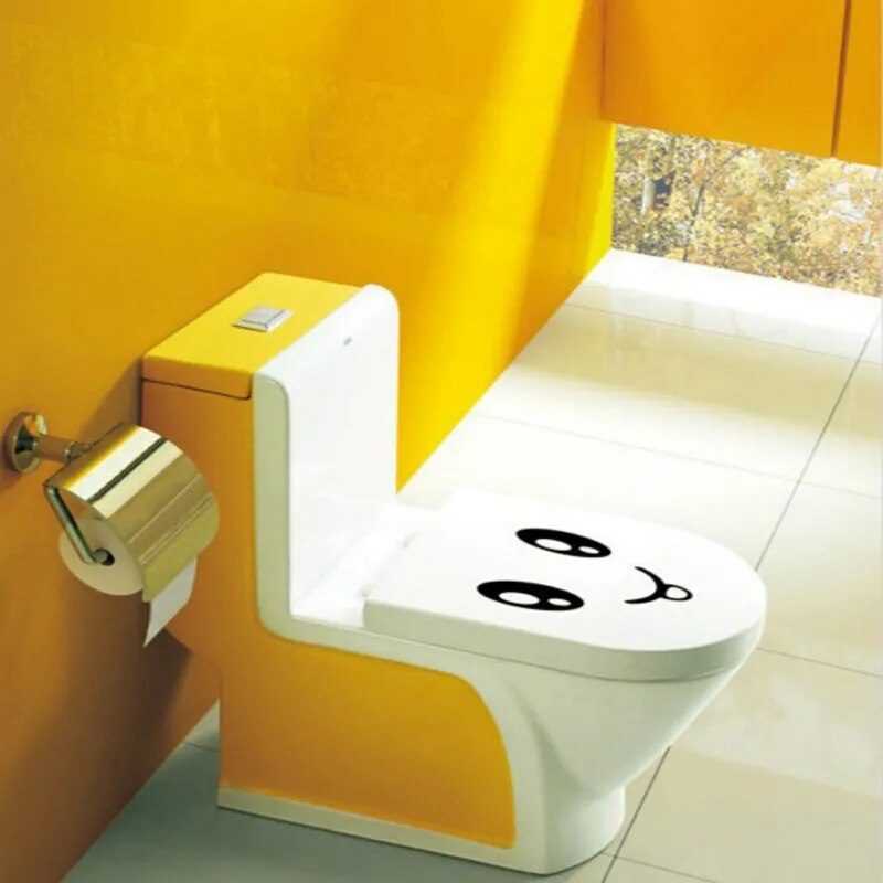 5Pcs Cute Emoji Smiley Face Toilet Sticker Kids Bathroom Wall Decal