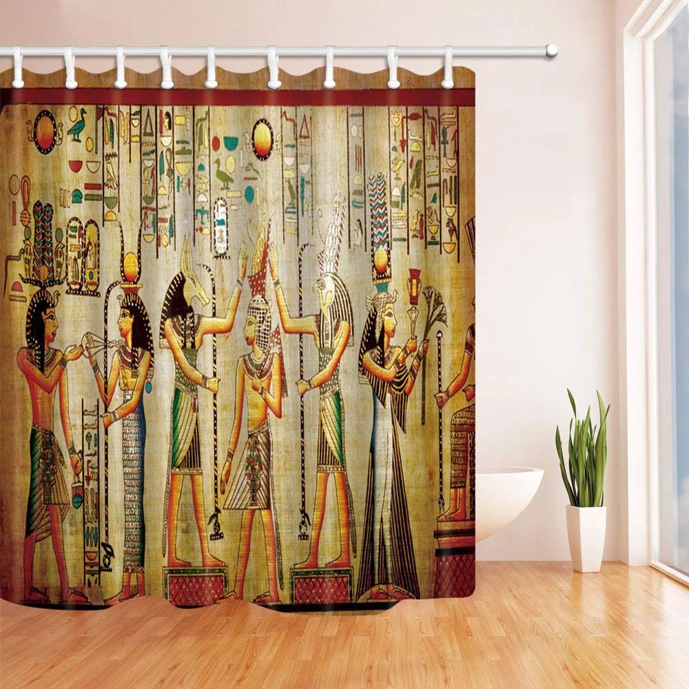 BPBOP Egyptian Decor Egyptian Pharaoh Polyester Fabric Bathroom Shower
