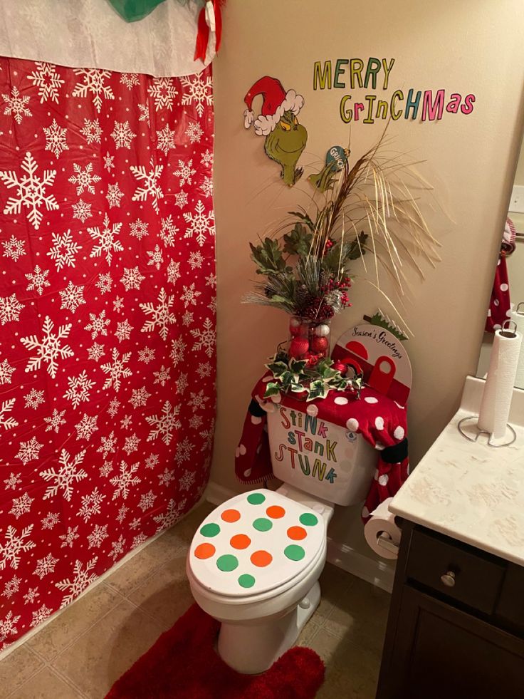 Grinch bathroom Bathroom, Printed shower curtain, Shower
