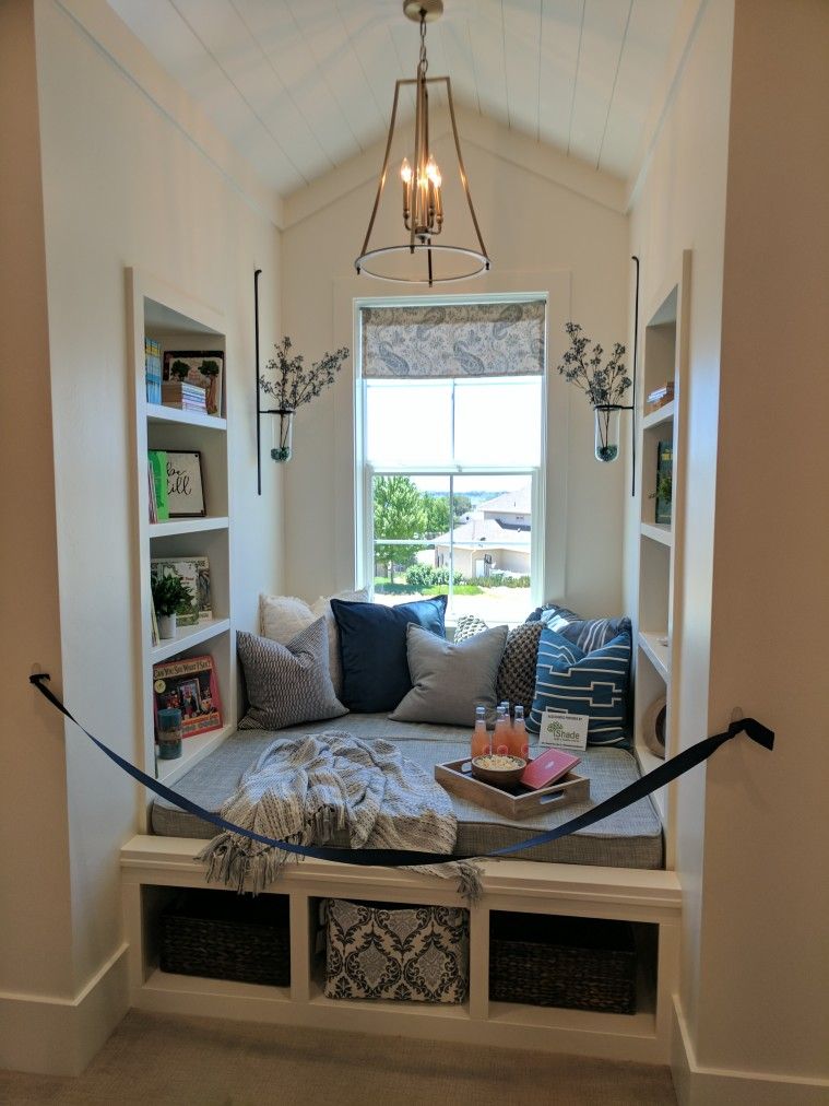 Great nook with builtin and storage Corner Bookcase, Nook, Farmhouse