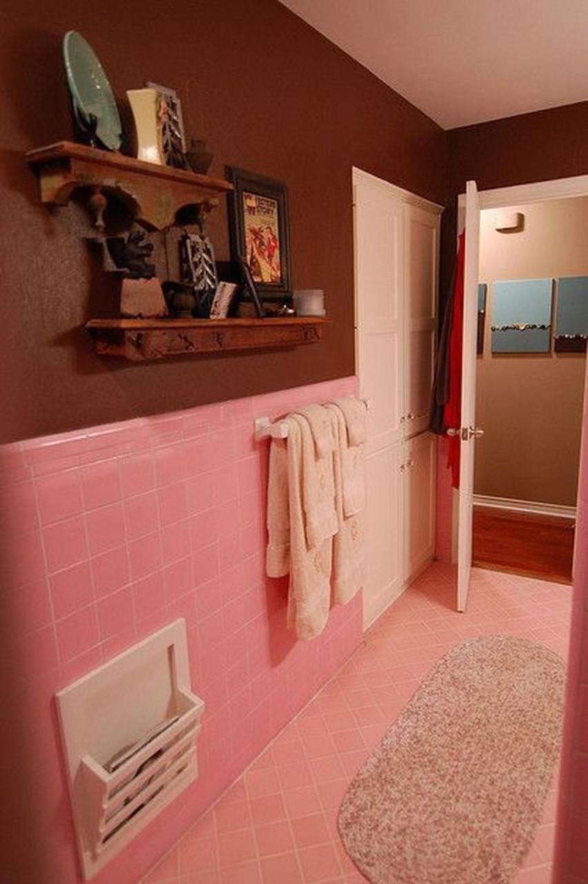 62 AWESOME PINK BROWN COMBINATION BATHROOM DESIGN IDEAS Pink bathroom