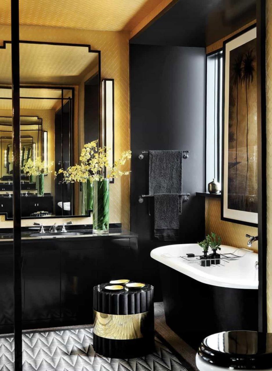 Image result for art deco bathroom Black and gold bathroom, Bathroom