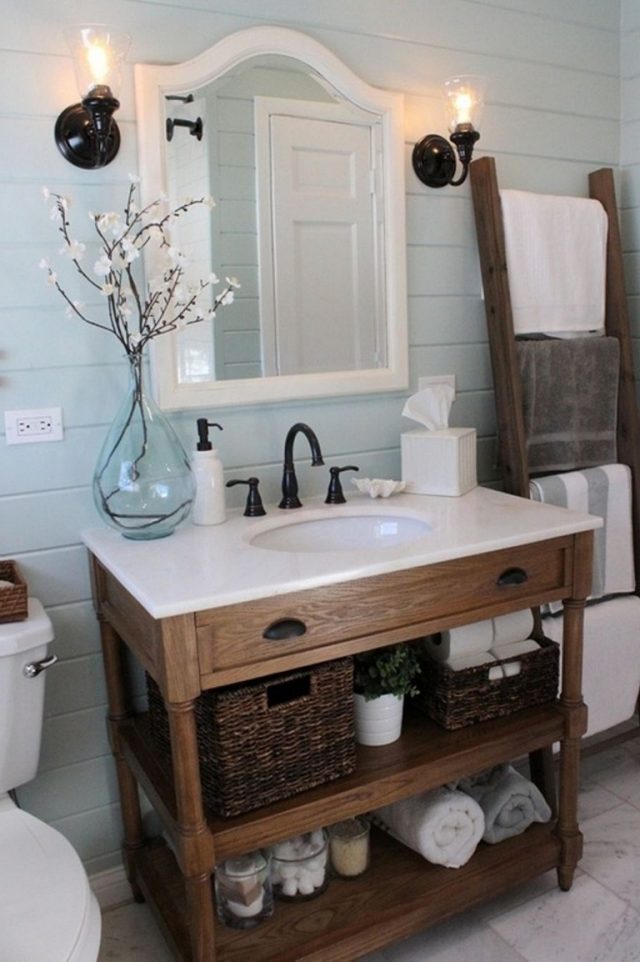 65+ Beautiful Rustic Farmhouse Style Bathroom Design Ideas Page 37 of 65