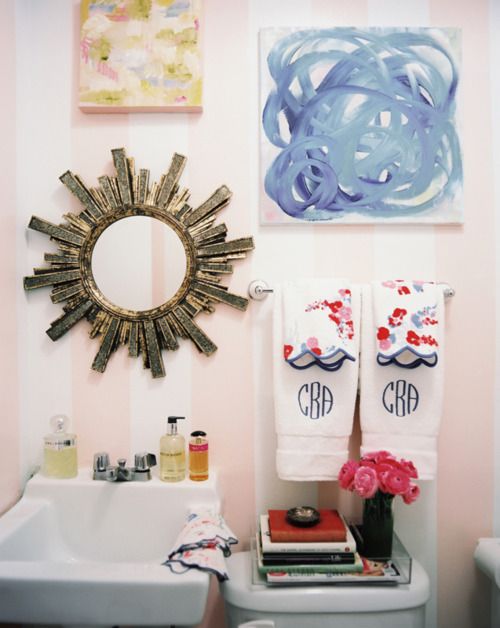 Whimsy & Preppy combined. Love. Eclectic bathroom, Monogram towels