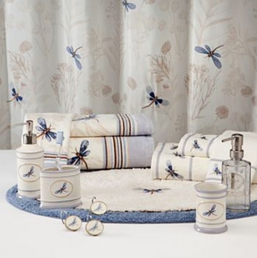 Blue Dragonfly Set Fabric shower curtains, Dragonfly decor, Bathroom