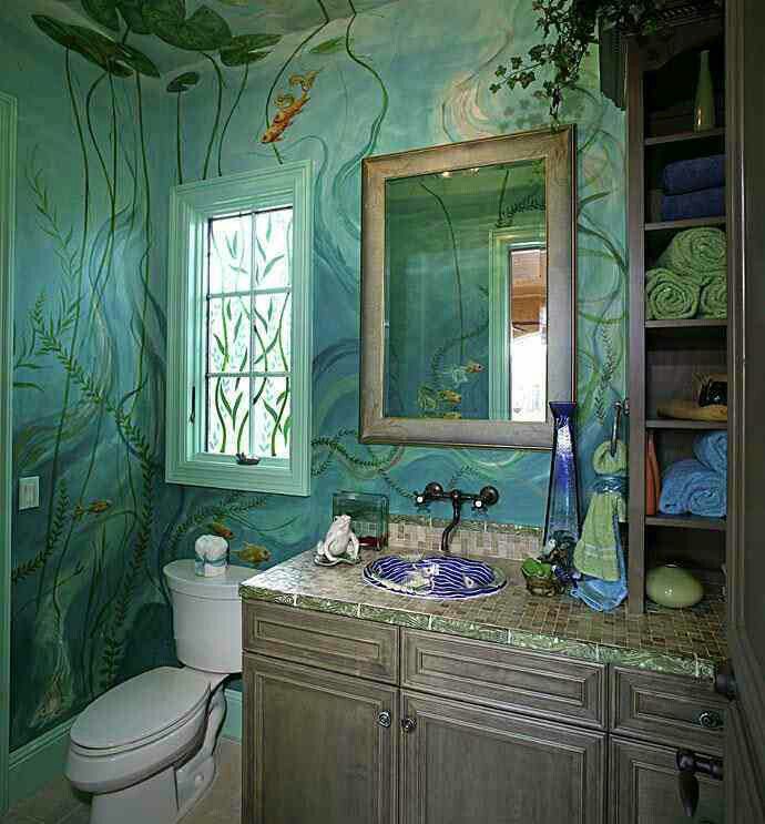 Under the Sea Styled Bathroom Color theme idea Small Bathroom Paint